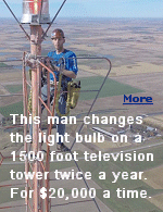 Wherever theres a light bulb, theres somebody whose job it is to change it. Thats true whether were talking about a street lamp or those blinking lights way at the top of a television tower.